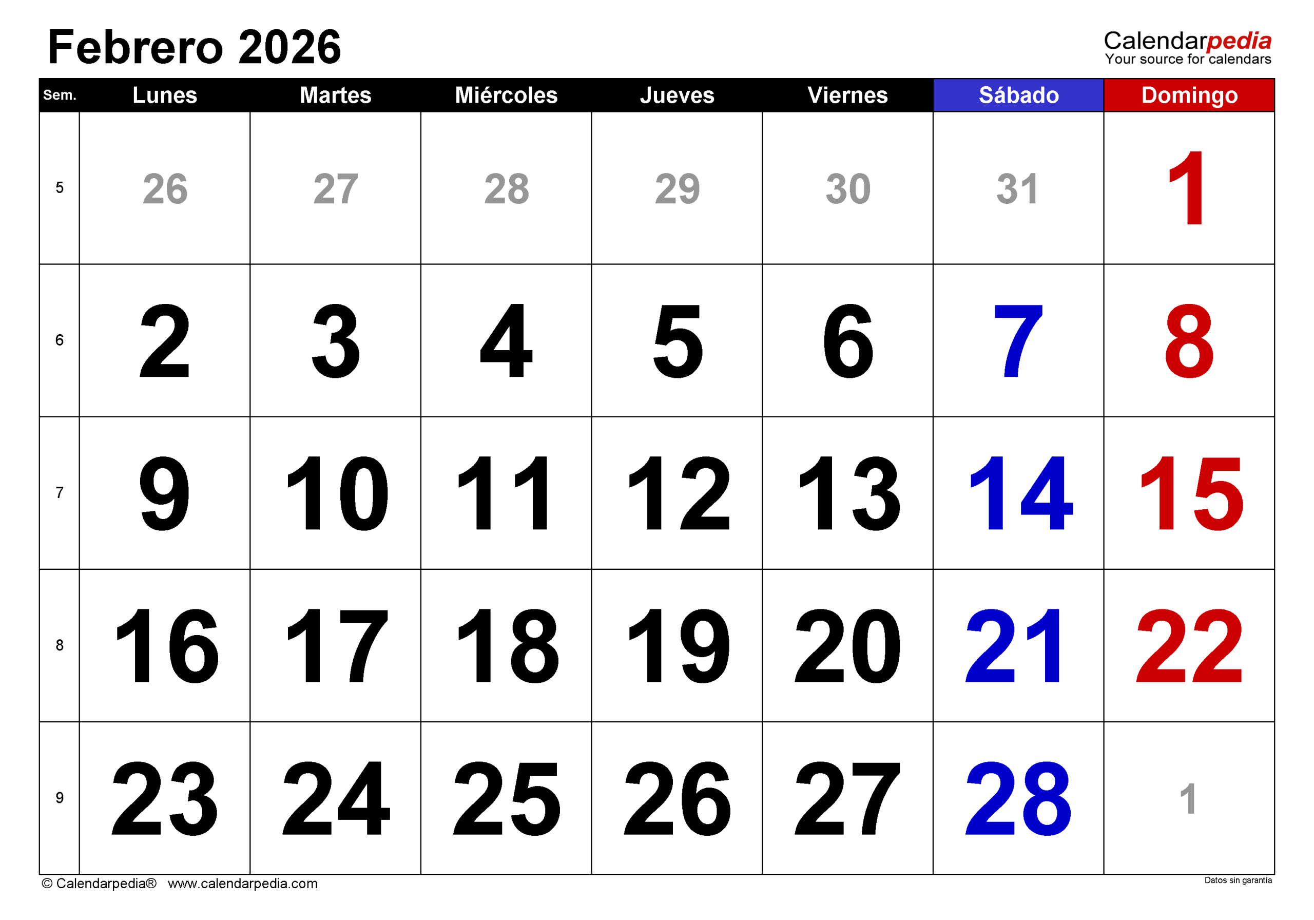 Calendario febrero 2026: guía práctica del mes